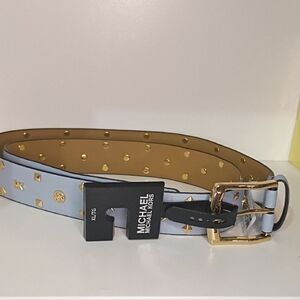Michael Kors Sky Blue Belt with Gold Accents